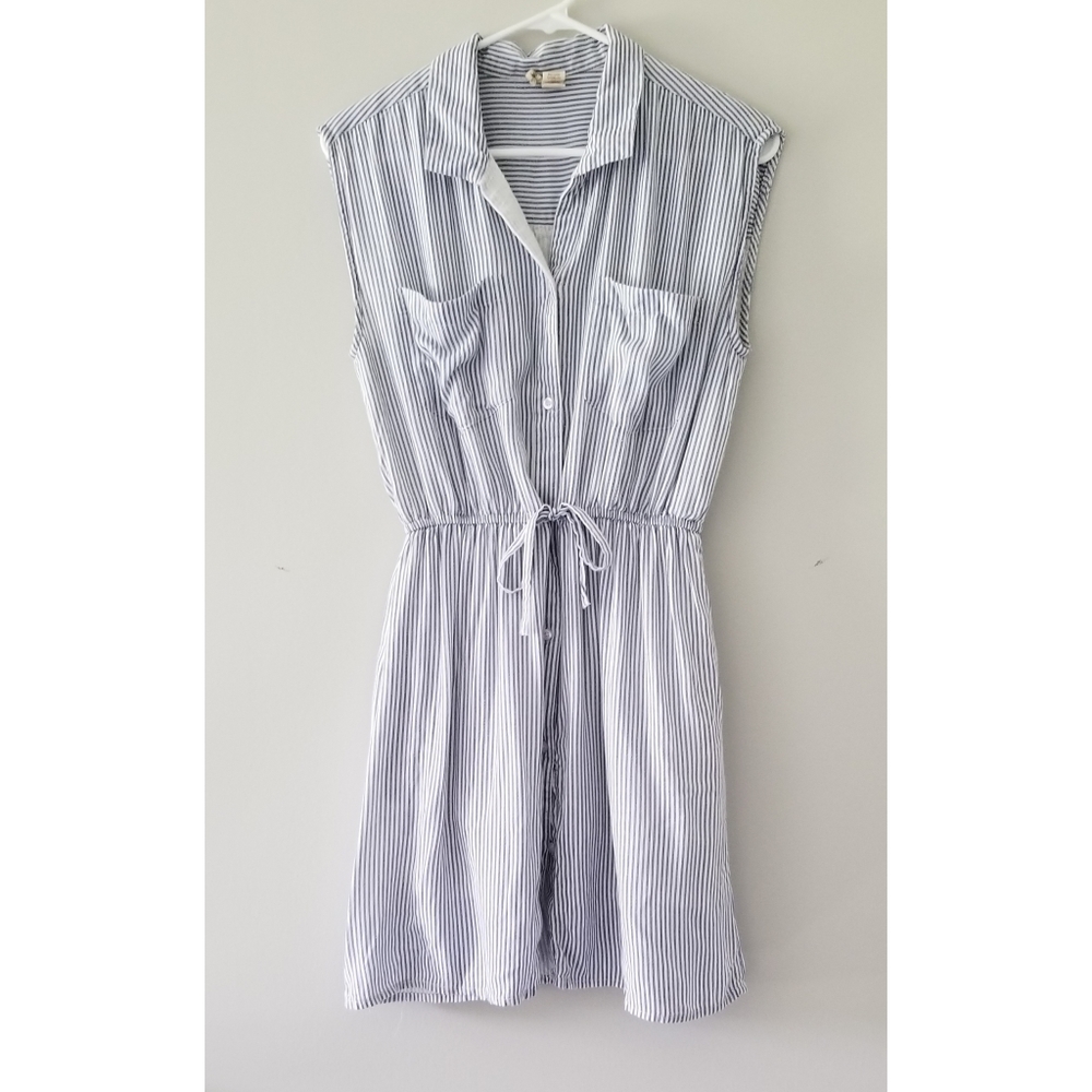 Blue & White Stripe Sleeveless Dress